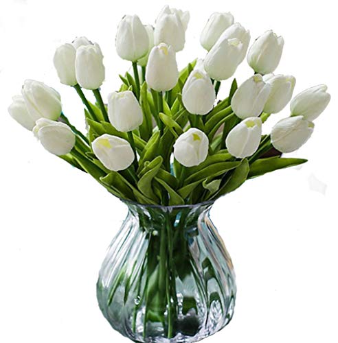 Mistari 15 Pack Plastic Artificial Flowers Lily Fake Silk Home Party Wedding (White)