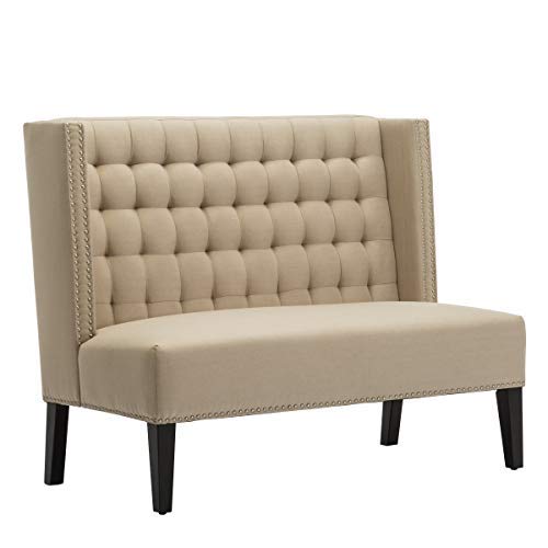 Modern Settee Bench Banquette Button Tufted Sofa Couch Ding Bench Chair 2-Seater with Nail Head Trim