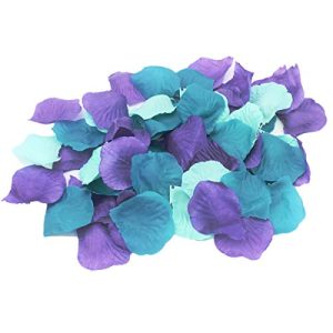 ALLHEARTDESIRES 900 Pack Mixed Purple Mint Teal Silk Artificial Flower Petals for Wedding Centerpieces Under The Sea Mermaid Baby Shower Birthday Bridal Shower Party Decoration