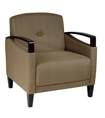AVE SIX Main Street Accent Chair with Interlace Weave Fabric and Espresso Finish Wood Accents, Seaweed