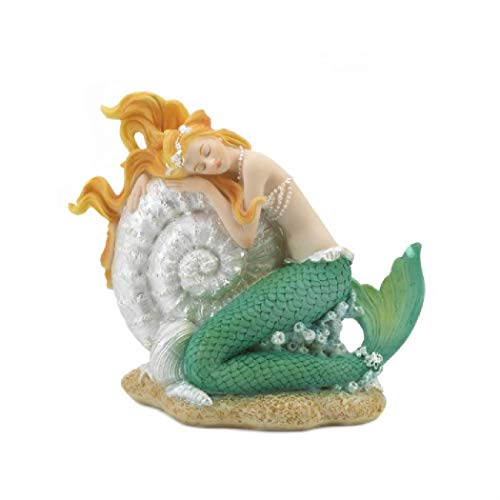Dragon Crest 10018818 Mermaid Sleeping ON Seashell Figurine, White