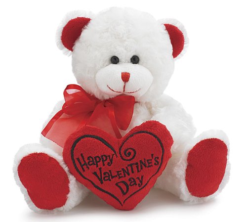 Happy Valentine's Day Bear 8 Animal Plush- White with Red Message Pillow