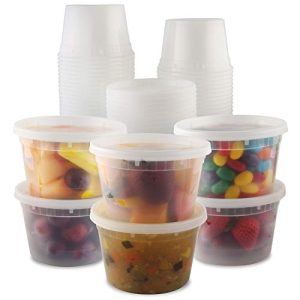 Plastic Deli Food Storage Containers With Leak-Proof Lids 48 Pack, 16 Oz | Microwaveable Airtight Container For Soups, Snacks, Meal Prep, Salad, Ice Cream | BPA-Free Kitchen & Restaurant Supplies (48)