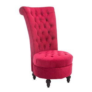 HomCom 44 Tufted High Back Velvet Upholstered Accent Chair - Red