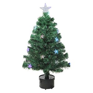 3' Pre-Lit Color Changing Fiber Optic Christmas Tree with Stars