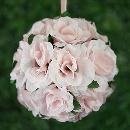 Tableclothsfactory 4 PCS Rose Pomander Silk Flower Balls for DIY Wedding Bouquets Centerpieces Arrangements Decorations Supplies - Blush
