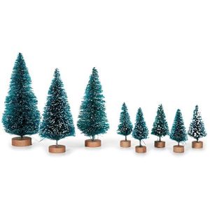 Darice 1616-29 Sisal Bottle Brush Trees Value Pack with Frost - Assorted Sizes Party Supplies, Green (Pack of 8)