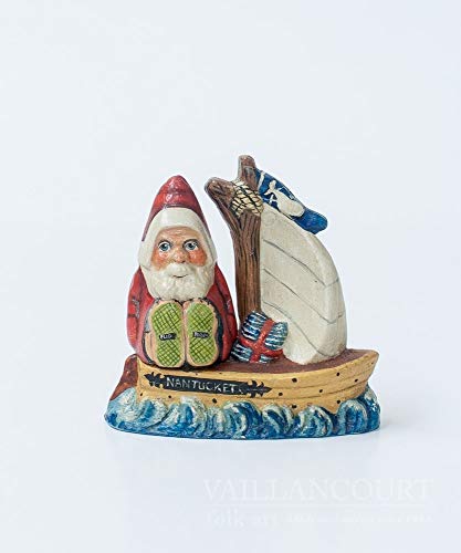 Vaillancourt Folk Art Nantucket Ship with Santa