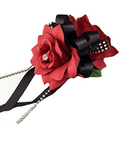 Wrist Corsage - Double Red Open Roses
