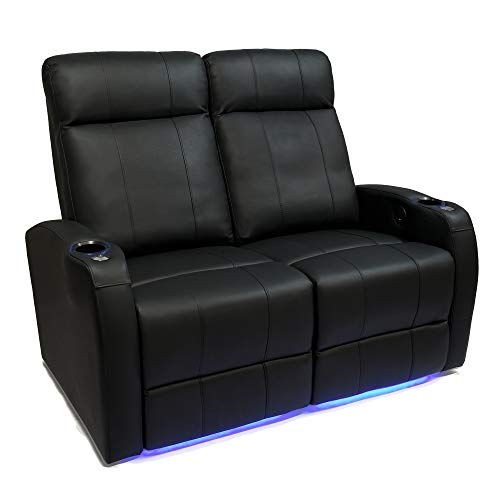 Valencia Syracuse Premium Top Grain 9000 Leather Power Recliner LED Lighting Home Theater Seating (Row of 2 Loveseat)
