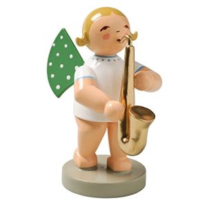 Wendt & Kuhn Blonde Hand Painted Grunhainichen Angel Saxophone Figurine