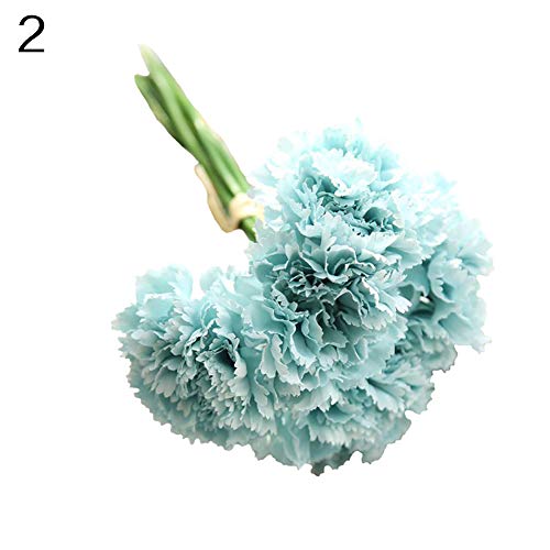 zbtrade 1 Bouquet 6 Branches Artificial Carnations Flowers Home Garden Office Wedding Party Decor Photo Props Light Blue