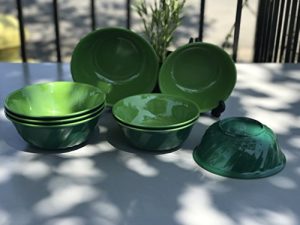MrTableware Melamine Dinnerware 8-Piece Bowls Set Two-Tone Green/Green Moss