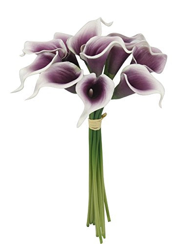 Angel Isabella, LLC 20pc Set of Keepsake Artificial Real Touch Calla Lily with Small Bloom Perfect for Making Bouquet, Boutonniere,Corsage (Picasso Plum)