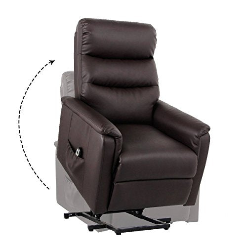 Unionline PU Leather Power Lift Chairs Recliner for Elderly Wall Hugger with Remote Control (New Lift Chair-Brown)