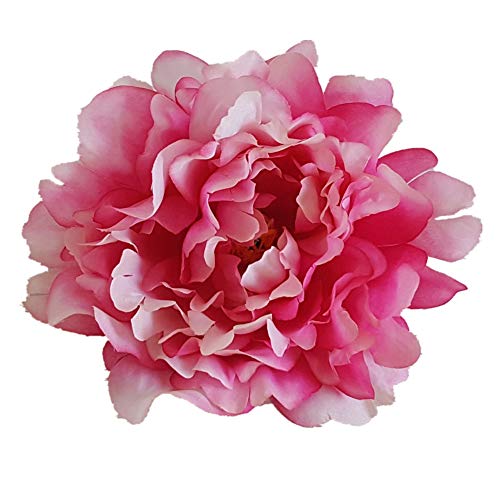 Eternal Blossom 10pcs Artificial Peony Flower, Silk Peony Fake Flower Head Diameter 13cm for Wedding, DIY and House Dressing (Deep Pink)