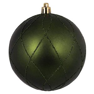 Vickerman 471364-4 Moss Green Matte Glitter Swirl Ball Christmas Tree Ornament (4 pack) (N170664D)