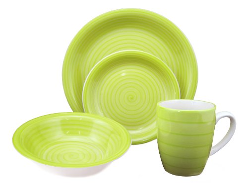 Lorren Home Trends 16-Piece Stoneware Dinnerware Set, Green