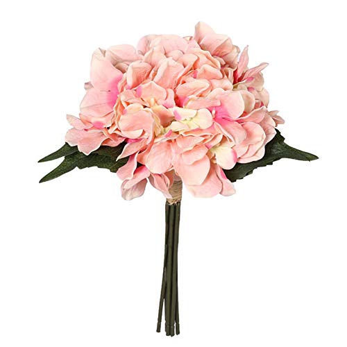 Charmly Artificial Silk Hydrangea Flowers 6 Heads Bouquet Wedding Home Decoration Approx 7 in Diameter Hydrangea-Pink