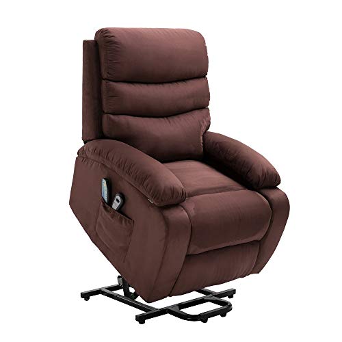 Homegear Microfiber Power Lift Electric Recliner Chair with Massage, Heat and Vibration with Remote Brown