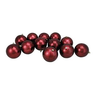 12ct Shiny Burgundy Red Shatterproof Christmas Ball Ornaments 4 (100mm)