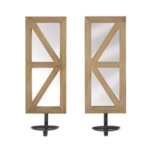 Accent Plus Mirrored Candle Sconce Set with Wood Frames