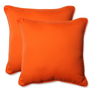 Pillow Perfect Outdoor Sundeck Corded Throw Pillow, 18.5-Inch, Orange, Set of 2