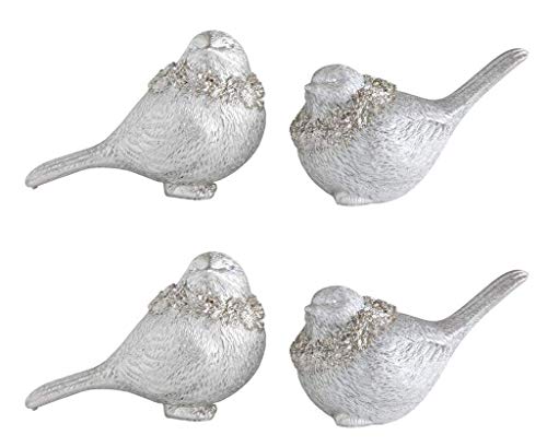 Creative Co-op Wintry Birds Metallic Holiday Figurines - Set of 4