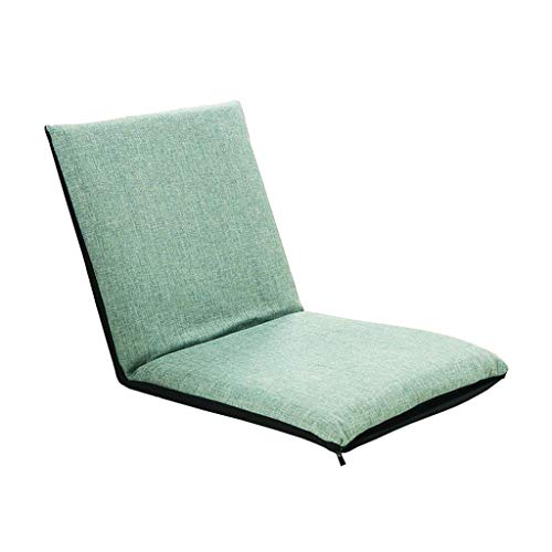 Floor Chair Gaming Couch Folding Adjustable Backrest Lazy Lounge Sofa Computer Relaxing Watching TV Linen (Green)