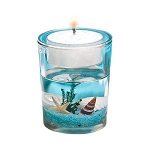FASHIONCRAFT Stunning Beach-Themed Candle Favor, Tealight Candle Holders, with Tealight Candles - for Wedding Decorations, Party Favors, Home decor, Blue, 5456 (1 pack)