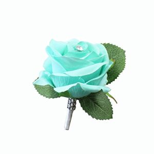 Angel Isabella Large size Boutonniere-Nice hand-crafted medium open keepsake artificial flower-Pearl headed Pin included (Mint Green)