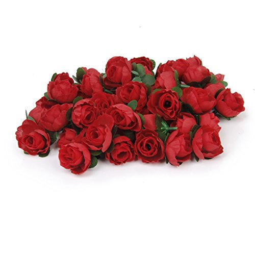 Tinksky 50pcs 3cm Artificial Roses Flower Heads Wedding Decoration (Red)