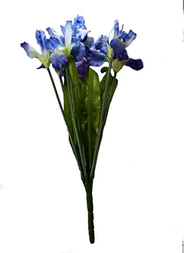 Artificial Flowers: Blue Iris Bushes: Pack of 2