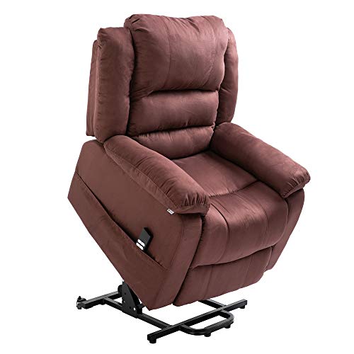 Homegear Microfiber Heavy Duty Dual Motor Power Lift Electric Recliner Chair for Users up to 770lbs, Brown