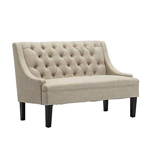 Modern Settee Bench Banquette loveseat Sofa Button Tufted Fabric Sofa Couch Chair 2 Seats
