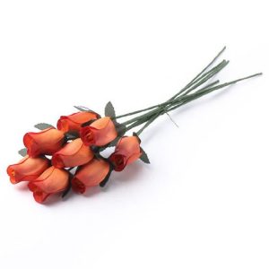 Factory Direct Craft Harvest Orange Wooden Rose Bud Stems | 32 Handmade Stems So Realistic It is Hard to Believe They are Made from Thin Shaved Wood!