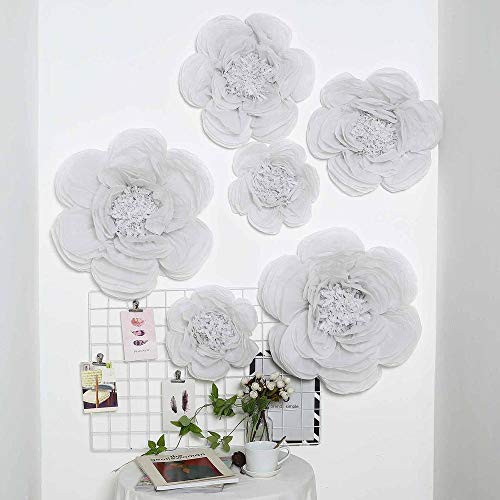 Tableclothsfactory 6 Pack White Assorted Size Giant Paper Peony Flowers Decor for Centerpieces Arrangement - 12 | 16 | 20