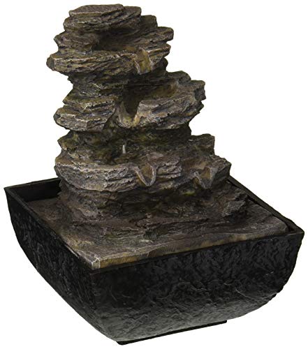 Zings & Thingz 57074329 Cascading Rock Tabletop Fountain, Black