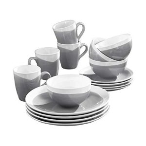 American Atelier 7265-16-RB Oasis 16 Piece Round Dinnerware Set, 10.5x10.5, Charcoal