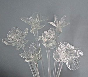 AFT Clear Glass Flowers Bouquet 20 Inch Set of 6