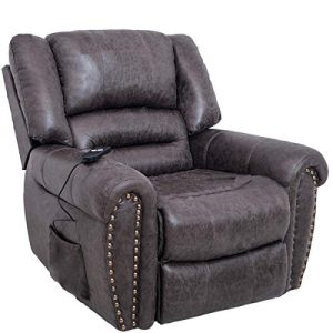 Electric Lift Chair Recliner 330 LB Heavy Duty,JULYOFX Infinite Position Lift Recliner Chair Faux Leather Brown Lifts You Up with 2 Button Remote Stand Up Lift Chair W/Storage Home Theater Chair