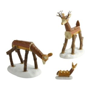 Department 56 Accessories for Villages Wooden Deer Family