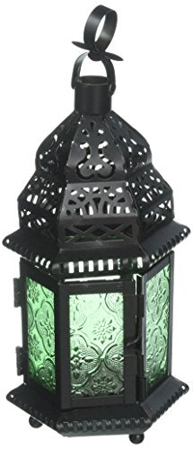 Zingz and Thingz Glass Moroccan Lantern in Green