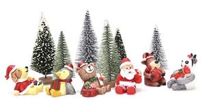 JUNKE 12 PCS Miniature Christmas Decorations Miniatures Mini Resin Desktop Christmas Ornaments Christmas Trees, Santa, Panda, Penguin, Reindeer, Dog, Bear, Xmas Gifts for Girls Boys Kids (12 Pieces)