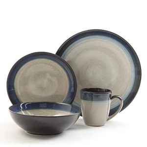 Gibson Elite Couture Bands 16-Piece Dinnerware Set, Blue