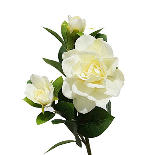 Honghong 3-Heads Artificial Gardenia Flower Bouquet Decoration Flowers (Milk white)
