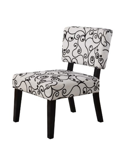 Linon Home Decor Taylor Accent Chair, White Black Circles
