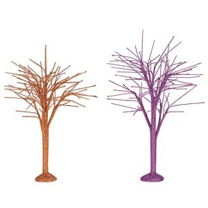 Department 56 Village Collections Accessories Halloween Sparkle Bare Branch Tree Figurines, 8 and 9.5, Multicolor