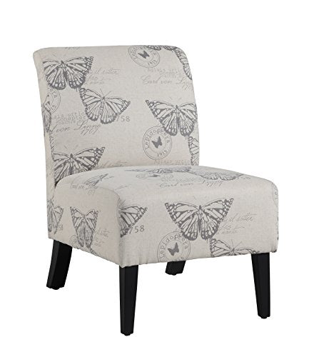 Linon 98320BUTT01U Butterfly Linen Lily Chair, 21.5 W x 29.5 D x 31.5 H, Dark Espresso
