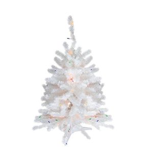 3' Pre-Lit Snow White Artificial Christmas Tree - Multi Lights